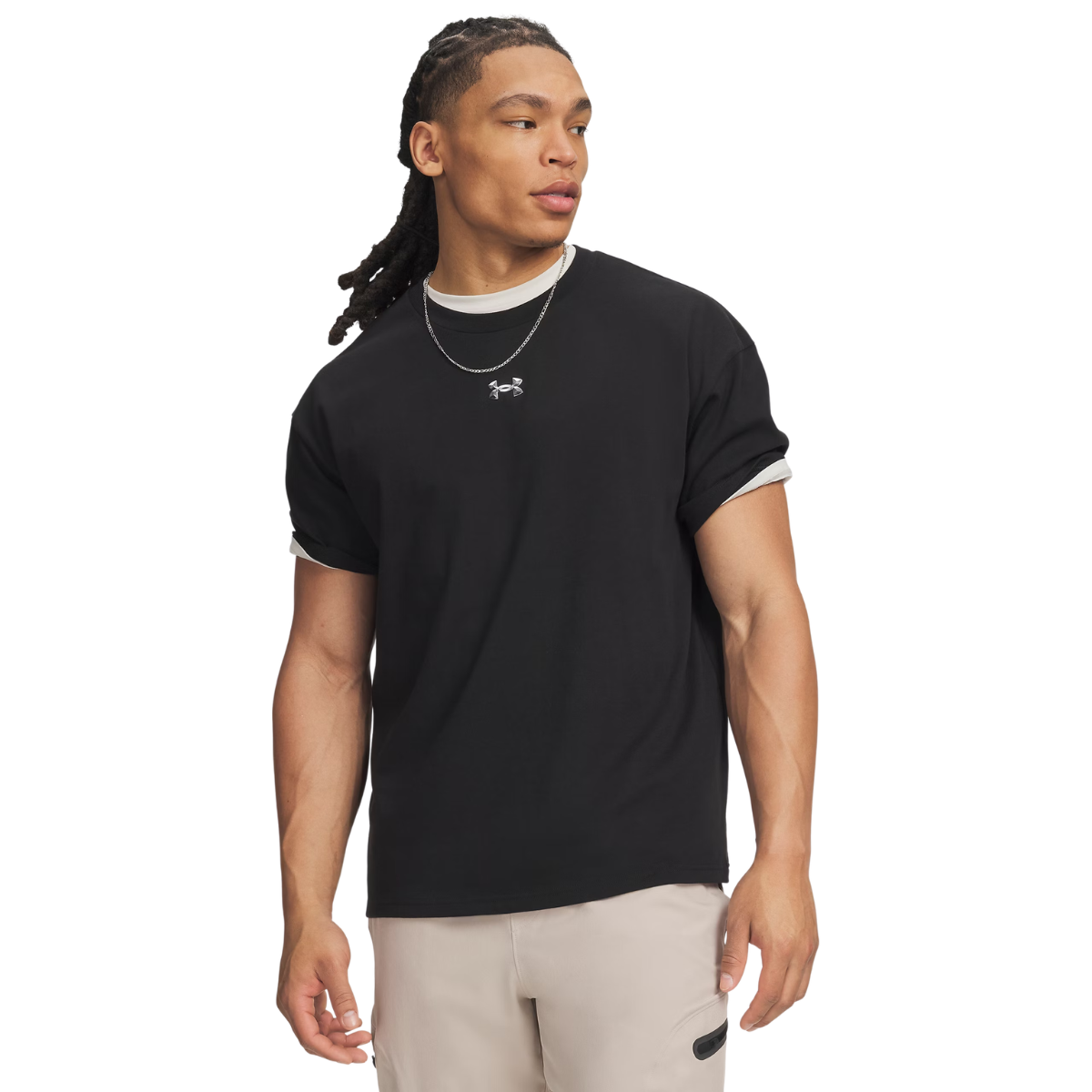 UA M HWT METAL LOGO SS
